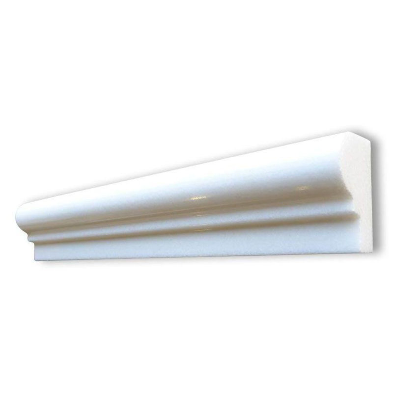 12" x 2" Honed Marble Chair Rail Tile Trim, Polished Thassos White