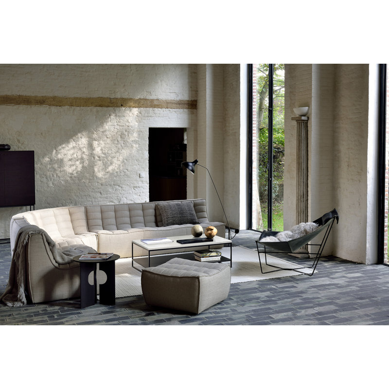 N701 Square Ottoman, Beige Polyester Blend