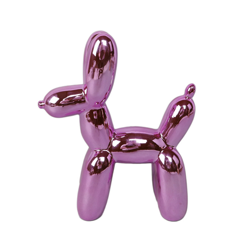 Schonbrunn 10.5" H Ceramic Balloon Dog Figurine, Pink