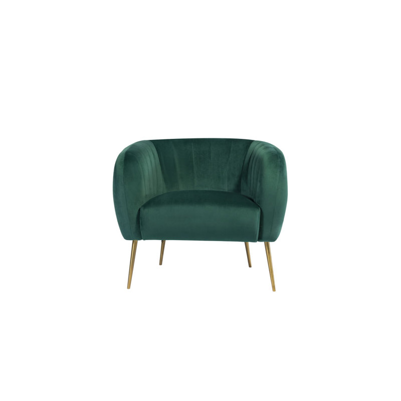 Aylin Velvet Barrel Chair, Green