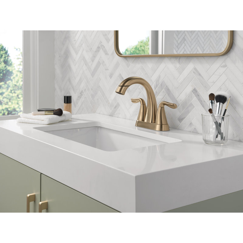 Arvo Two Handle Pull-Down Centerset Bathroom Faucet, Pull Out Sprayer Bathroom Sink Faucet, Champagne Bronze