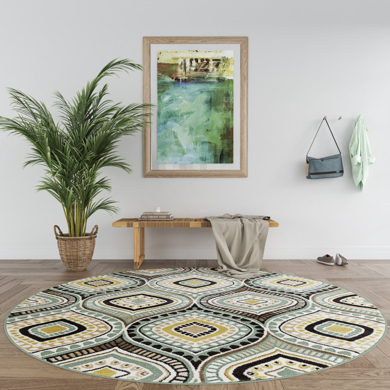 Tapis écume de mer / brun Martello, Rond 7 pi 10 po