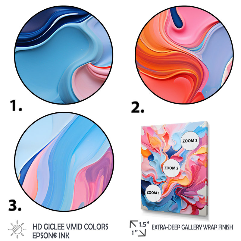 Encre liquide abstraite colorée fluide II - encre liquide abstraite, art mural, Cadre doré simple, H 20 po x l 12 po x P 1 po