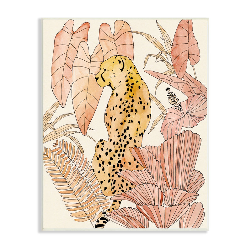 Art tropical texturé, giclée, encadrée par une guirlande tropicale, Plaque murale, H 15 po x l 10 po