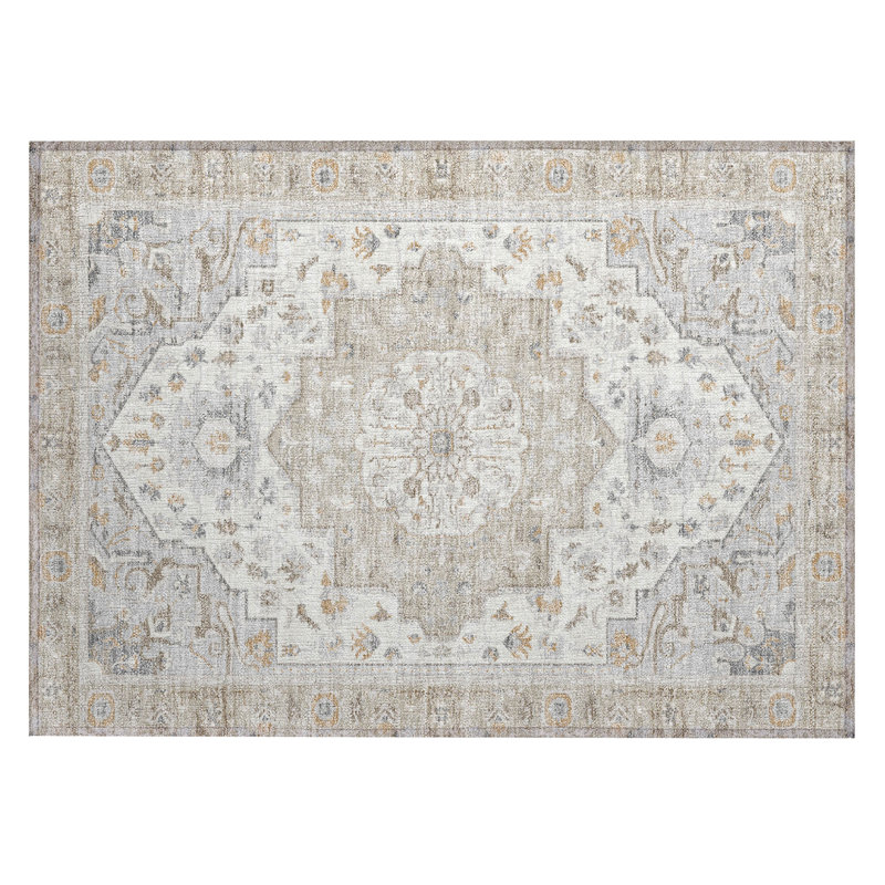Machine Washable Indoor/Outdoor Chantille ACN2674 Global Rug, 1'8" x 2'6", Beige