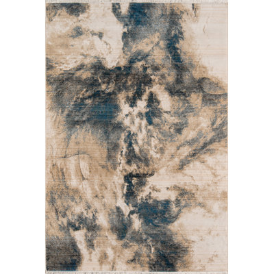 Tapis abstrait bleu / beige Kinyon