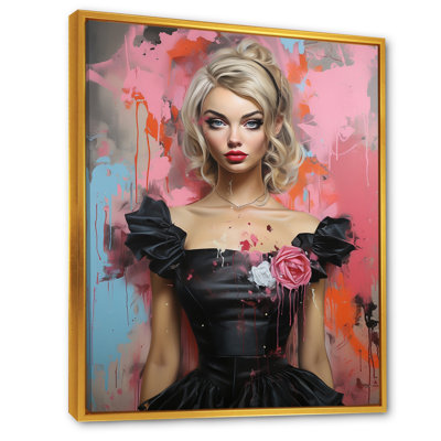 Pink Glamour Blonde Woman Portrait II - Fashion Canvas Art
