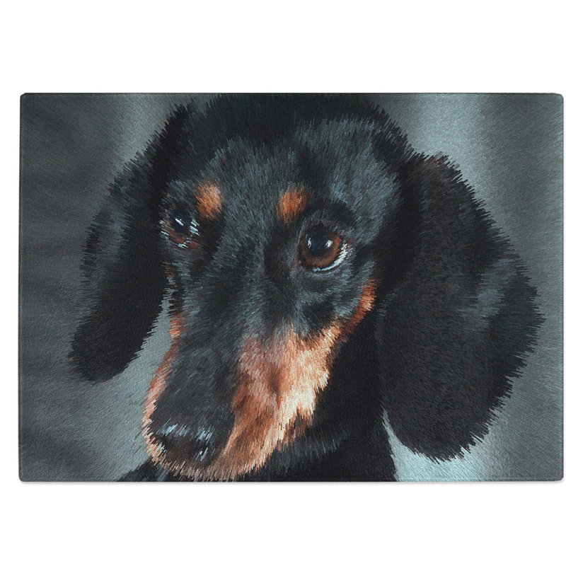 Tempered Glass Portrait of a Dachshund Dog Chopping Board, 28.5 cm W x 20 cm L