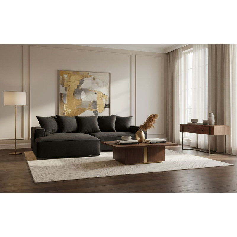 Madison Upholstered L-Shaped Sectional Left Hand Facing, Black