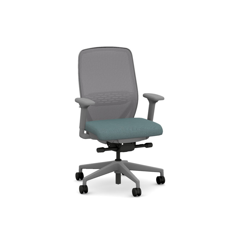 Chaise de bureau ergonomique HON Nucleus Mesh, inclinaison avancée, structure en titane, brise, Titane, Bleu