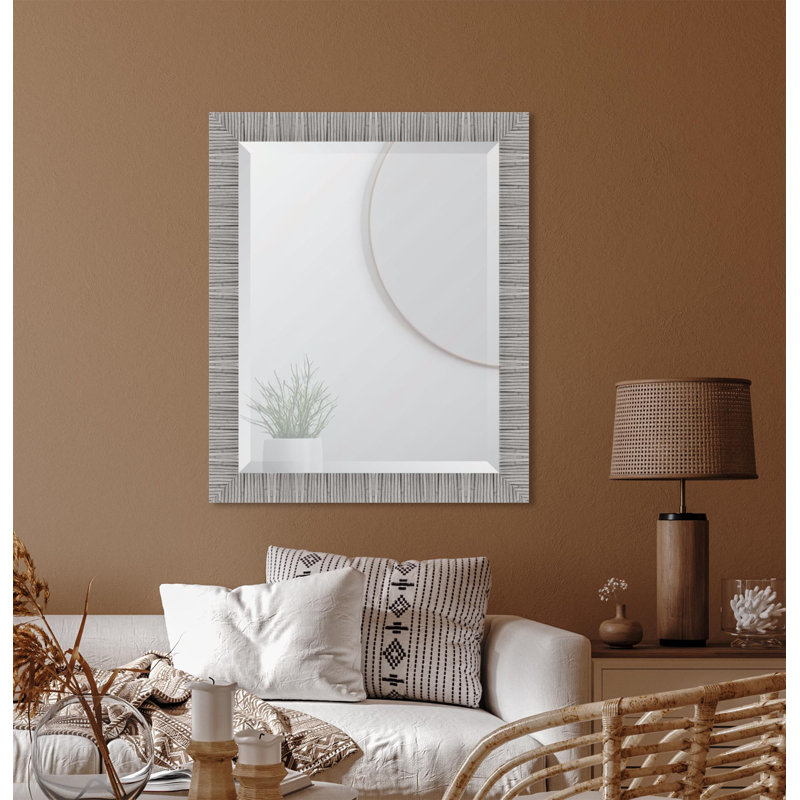 Ahlrich Rectangle Wall Mirror, 33" x 27", Gray