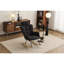 Chaise berçante rembourrée de style Mid-Century en bois d'eucalyptus pour le salon-945753485