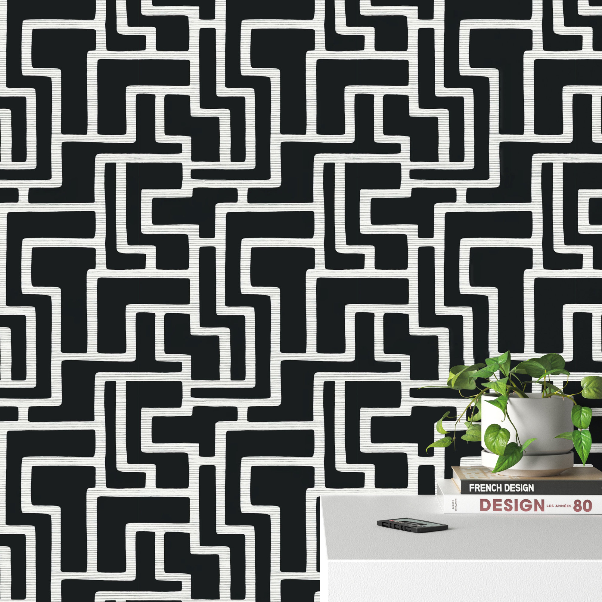 Willem Geometric Wallpaper, Black/White