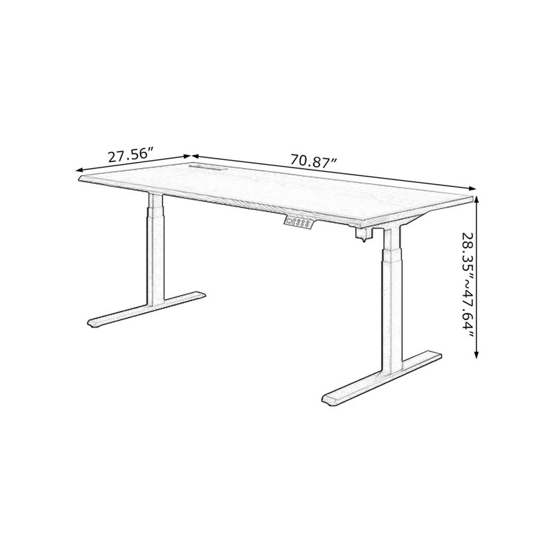 Brun noisette + bureau rectangulaire en bois massif noir réglable en hauteur + acier laminé à froid