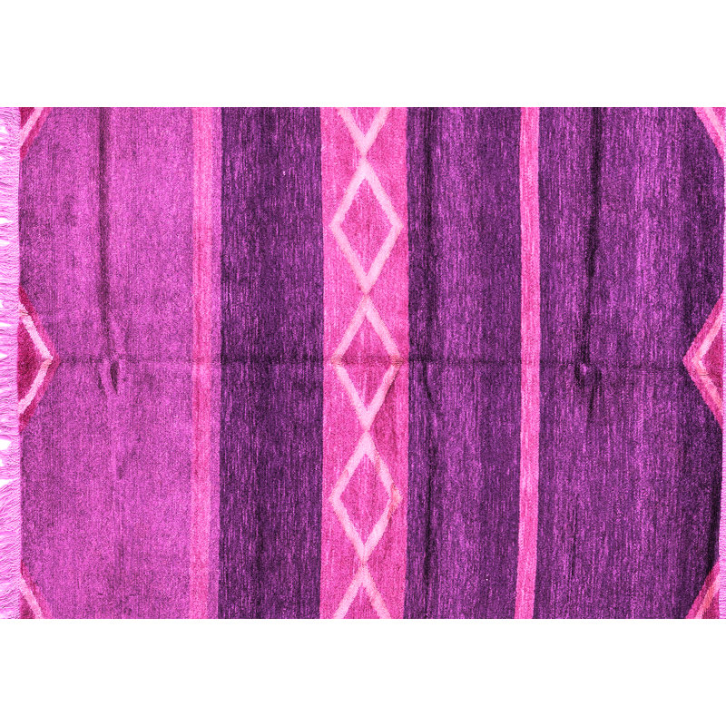Tapis abstrait en laine et polyester tissé à la machine, Rectangle 3 pi x 5 pi