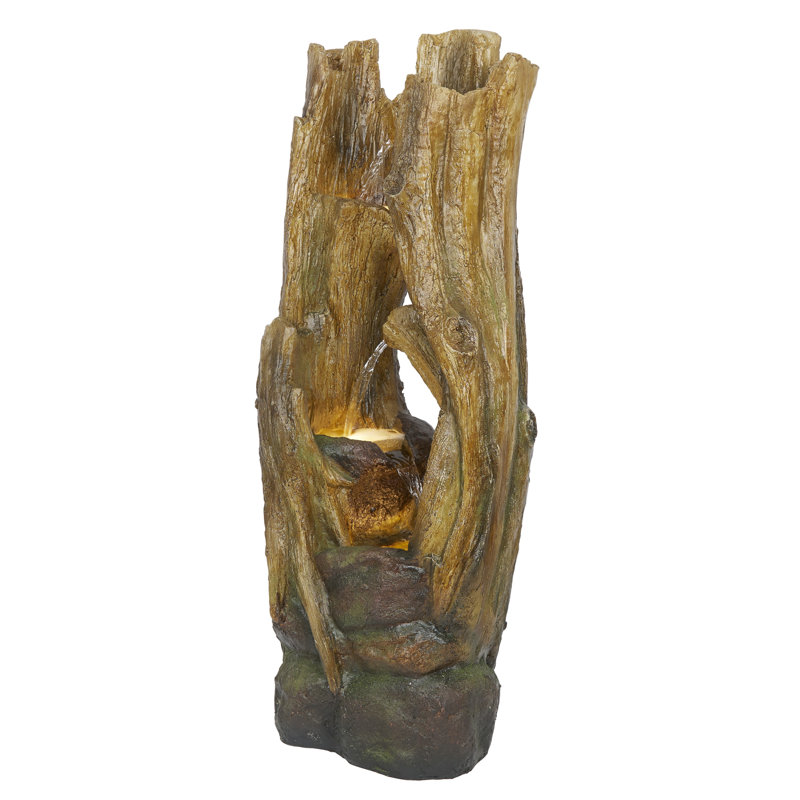 Cascading Tree Trunks Waterfall Fountain with LED Lights