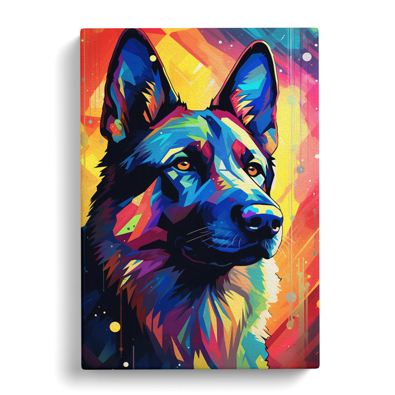 German Shepherd Futurism No.3 - Wrapped Canvas, 76cm H x 50cm W x 3cm D
