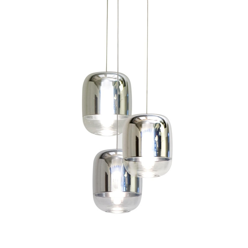 Gong 3 - Light Chrome Cluster Pendant, Silver