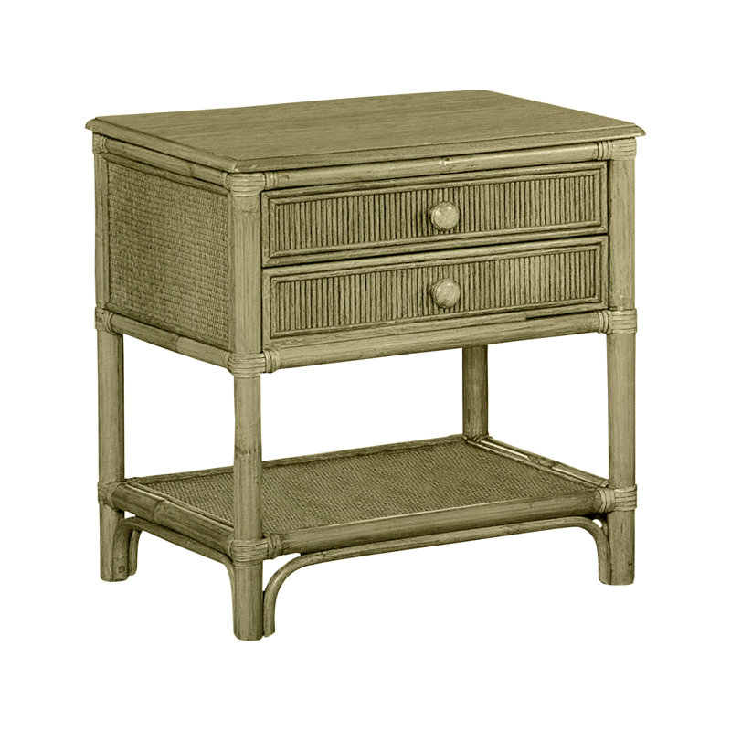 Summer Retreat 2 - Drawer Rattan Nightstand, Brass