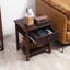 Table de bout avec tiroir, table d'appoint avec tablette supérieure et inférieure pour petits espaces, brun foncé
