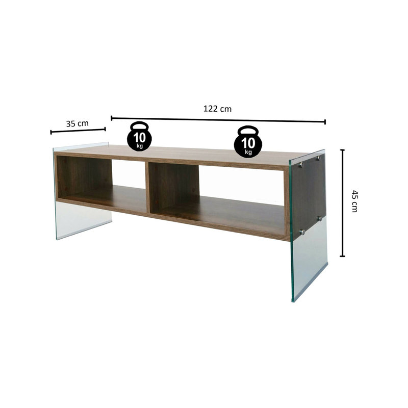 Trotwood TV Unit White 120 Cm Tv400 - Transparent & White, Walnut