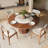 Round Mid-Century Farmhouse Solid Wood Dining Table With Removable Stone Lazy Susan Jaivyn-1144273667-1144311246