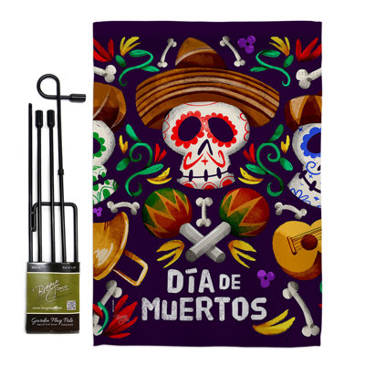 Double Sided 18.5'' H x 13'' W Polyester Day Of The Dead Flag Set