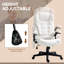 Fauteuil de bureau vibrant blanc crème à 6 points, avec dossier chauffant, dossier haut inclinable, accoudoirs rembourrés et télécommande-1052973573