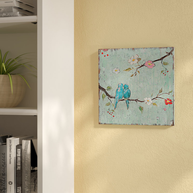 «Love Birds IV», reproduction d'art sur toile, H 18 po x l 18 po x p 1,5 po, Toile avec cadre noir