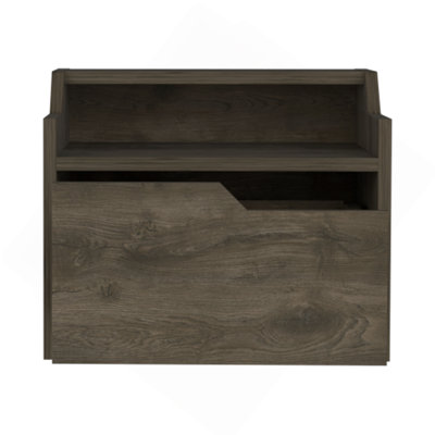 Winchester Floating Nightstand, Modern Dual-Tier Design With Spacious Single Drawer Storage, Dark Brown