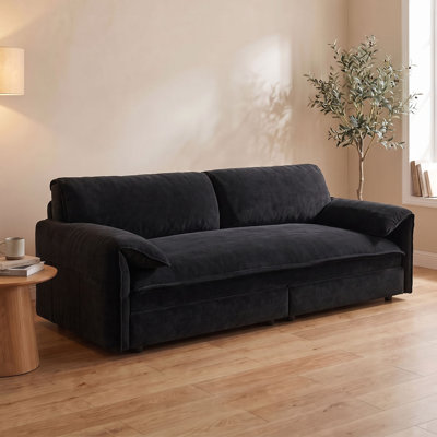 66.1" W Convertible Sofa Bed 3-in-1 Velvet Pull Out Couch Loveseat Queen Size Sleeper With Side Pocket