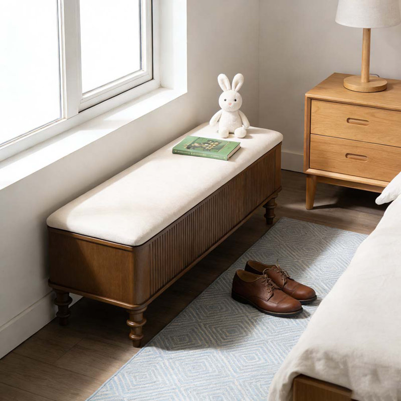 Banc de rangement avec repose-pieds 50,8 pouces, Noyer