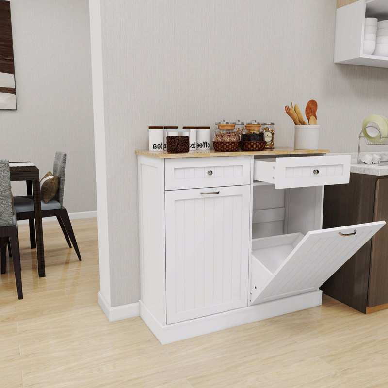 Armoire à ordures inclinable à deux tiroirs et deux compartiments