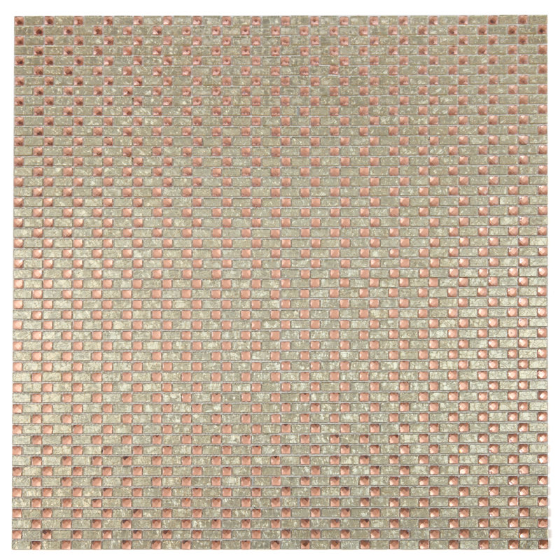 Artistic Jewels 12 in.x 12 in. Diamond Cut Glass Handmade Mosaic Decorative Kitchen & Bathroom Wall Tile, Rose/Yellow Gold