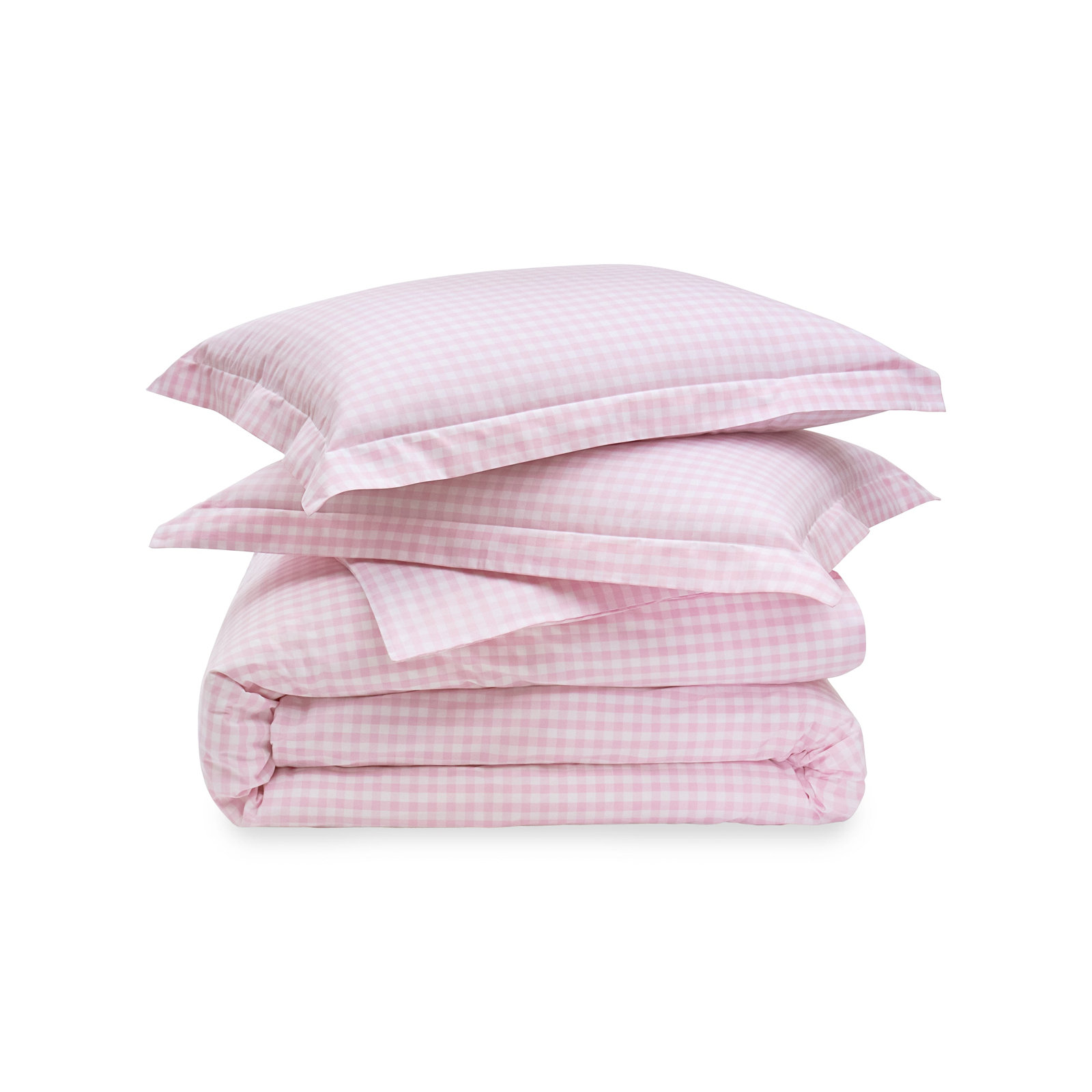 Gingham Duvet Set, White/Pink, Twin