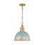 Farmhouse Rustic 1-Light Distressed Blue Dome Metal Pendant Light 
