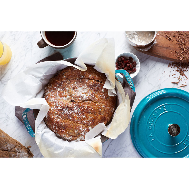 La Cocotte Cast Iron Round Cocotte, Turquoise, 5.5 quarts