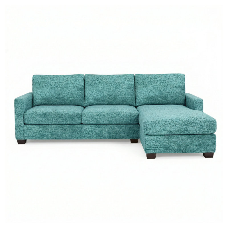 Canapé modulaire 3 places avec structure en bois d'ingénierie Modena, Turquoise Polyester