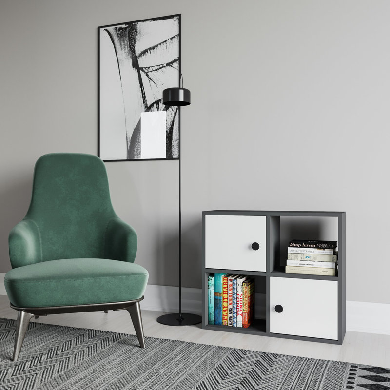Tuttle 62.6cm H 72cm W Bookcase, Anthracite/White