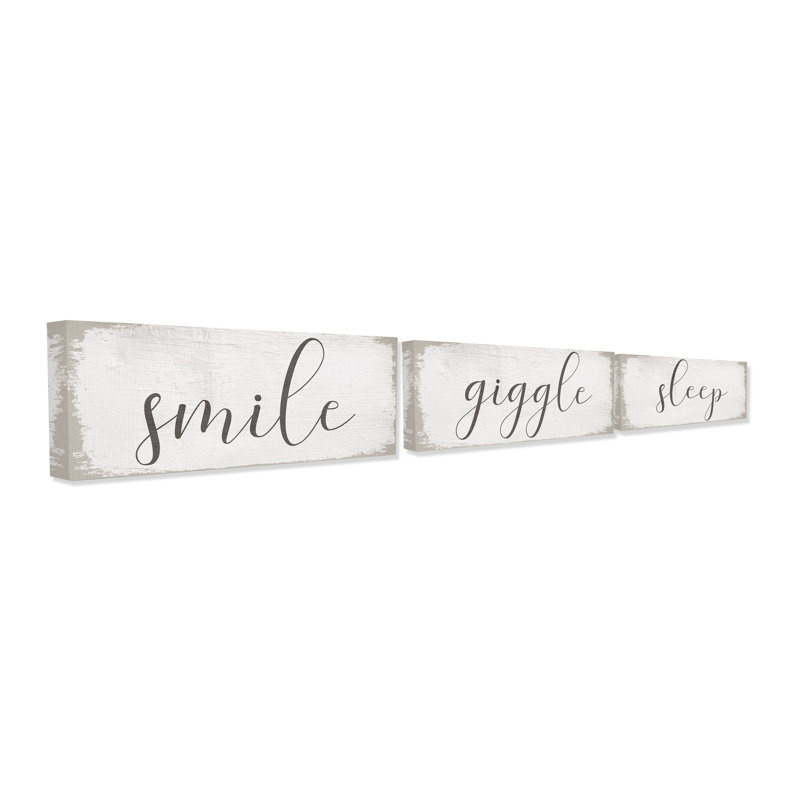 Lookout en bois blanc sourire giggle sleep, H 10 po x l 24 po x P 0,5 po, Toile