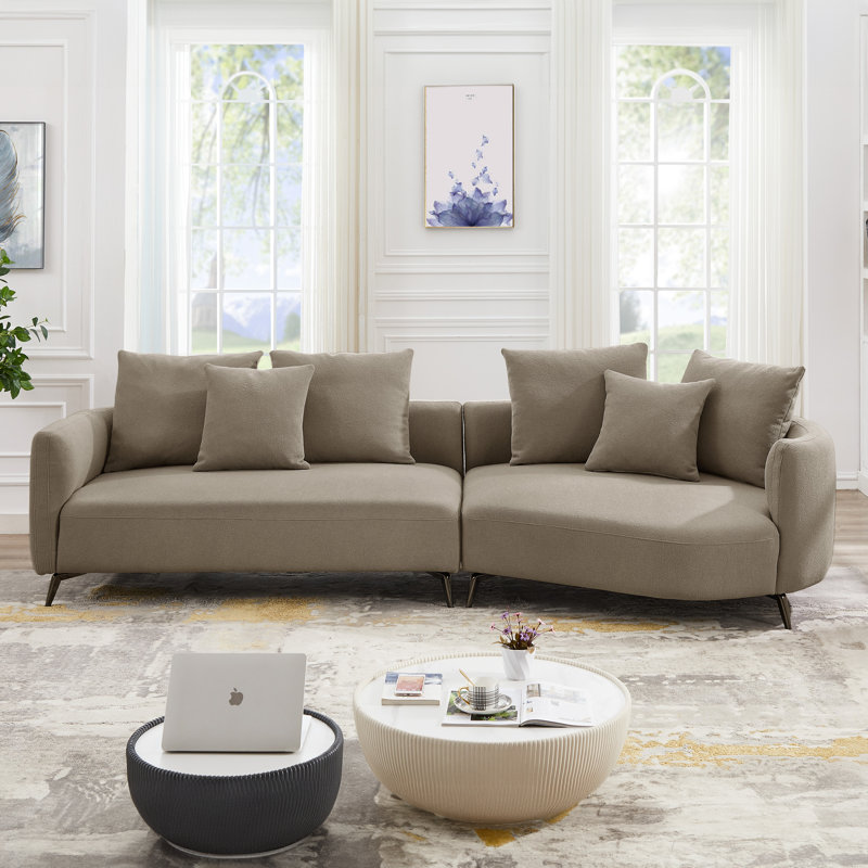 Bryley 2 - Piece Upholstered Sectional, Mocha Boucle, Right Hand Facing