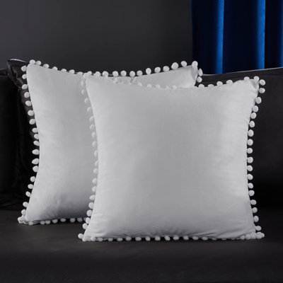 Pom-poms Velvet Reversible Pillow Cover (Set of 4)