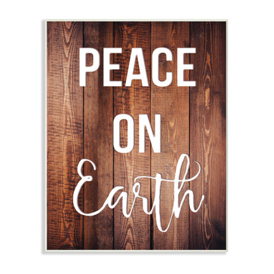 «Peace On Earth Distress Wood Typographie», art textuel