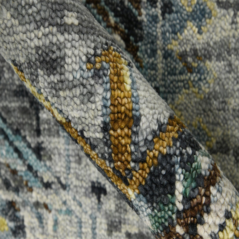 Wool Geometric Area Rug in Gray, Rectangle 2' x 3'