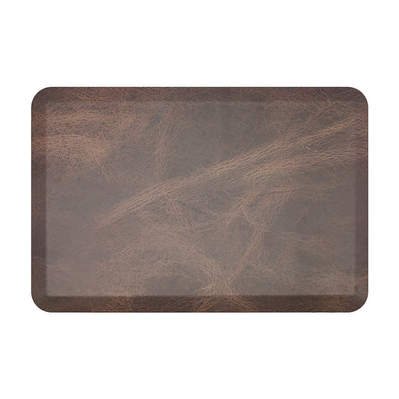 Happy Feet Leather Anti-Fatigue Non-Skid Kitchen Mat, Rectangle 1'10" x 2'8", Brown