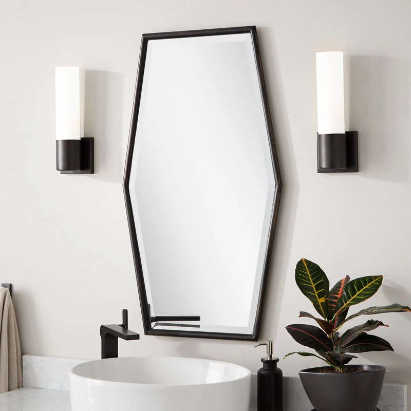 Tenaya Black Metal Framed Hexagonal Vanity Mirror