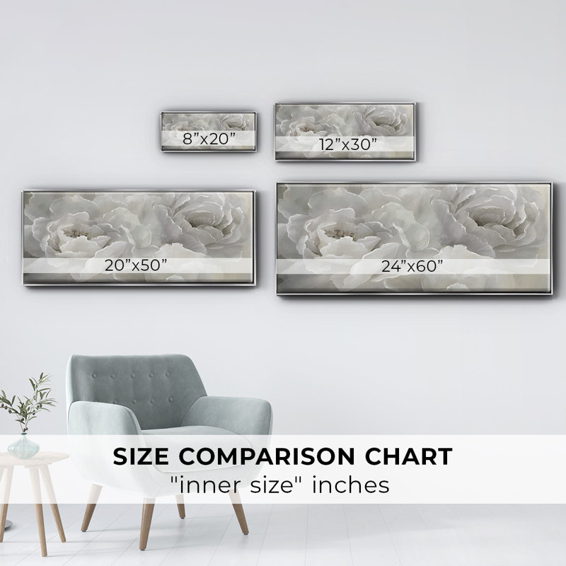 Soft Peony Lace- Framed Canvas, 20" H x 50" W