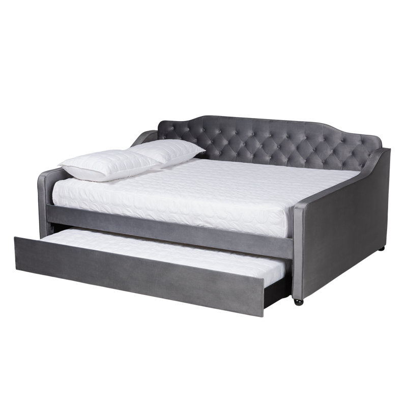 Varol Contemporary Queen Size Upholstered Daybed in Gray, 39.40"H X 88.60"W X 63.90" L, Gray, Queen