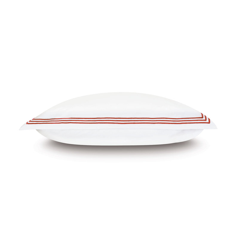 Tessa Cotton Sham Set, White/Scarlet, King, Multi-stripe