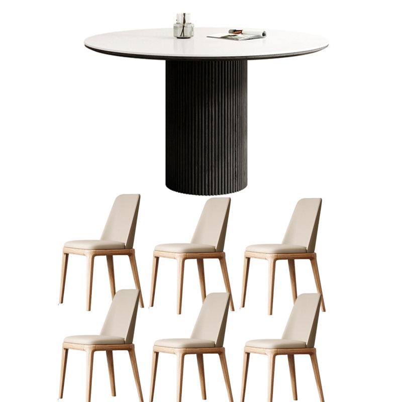 Table de salle à manger Modern, H 29,5 po x L 43,3 po x l 43,3 po, Noir, noir, noir, noir